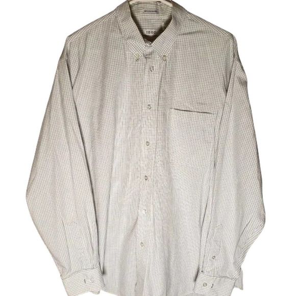Izod 80's 2 Ply Oxford White & Black Oxford Style Button Up Men's Large - Picture 1 of 6